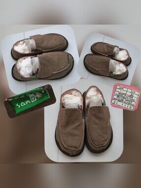 Sanuk Brown Canvas Slip-On Kids Shoes Size 1